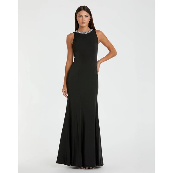 Mac Duggal Dresses & Skirts - NWT  Mac Duggal 49093 Black Embellished Neck Trumpet Maxi Dress Size 2 - $358
